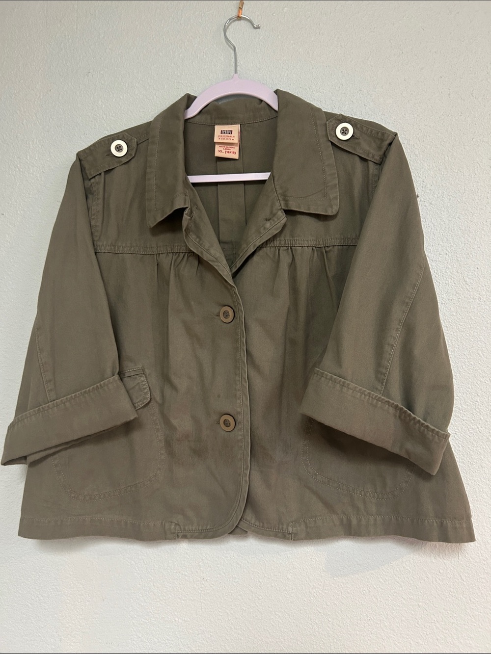 Faded Glory Olive Green Utility Jacket with Epaulets